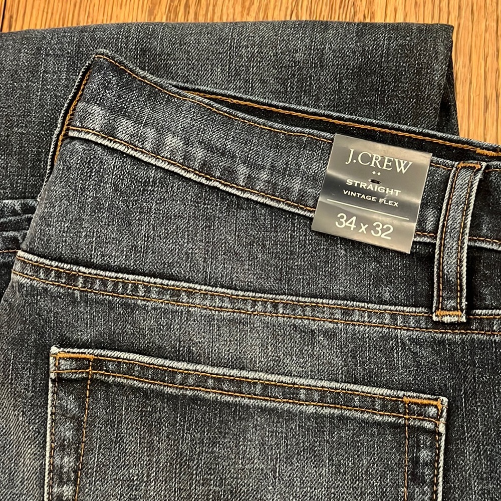 J.Crew, new with tags, straight vintage flex jeans.